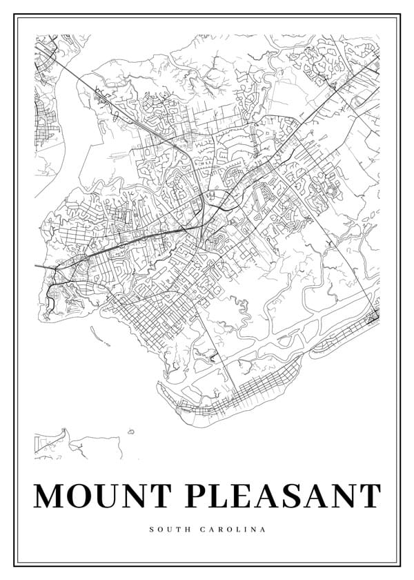 Hand drawn map of Mount Pleasant, SC